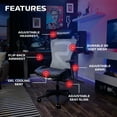 thumbnail image 7 of RESPAWN SPIRE Ergonomic Office Chair with Lumbar Support, Headrest, Adjustable Arms and Cooling Gel Seat Cushion, Comfy Breathable Mesh Seat for Home Office, High Back Reclining Gaming Chair - Black, 7 of 7
