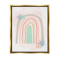 Stupell Whimsical Wavy Rainbow Star Shapes Landscape Painting Gold Floater Framed Art Print Wall Art