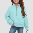 thumbnail image 2 of TOWED22 Girls Half Zip Sweatshirt Solid Fleece Quarter Zip Pullover Hoodis Fall Clothes for Teen Girls Thumb Hole,2-3 Y, 2 of 7