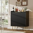 thumbnail image 3 of EOYUTLLY Coffee Bar Cabinet with Wine Rack & Glass Holder, Liquor Cabinet with Fluted Doors, Modern Sideboard Buffet Cabinet with Drawer Storage for Living Room Kitchen, Black, 3 of 7