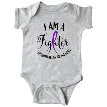

Inktastic Fibromyalgia Awareness I am a Fighter with Purple Ribbon Gift Baby Boy or Baby Girl Bodysuit