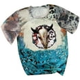 thumbnail image 2 of Pntutb Mujeres Hombres Western Leopard Blanqueado Estampado Manga Corta Cuello Redondo Camiseta tops Pntutb Pntutb-1312, 2 of 4
