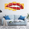 thumbnail image 4 of Abstract Art 5 Panels Acrylic Glass Wall Art, Retro Pop Art Style Inspired Woman Lips Comic Strip Effects Kissing, Accent for Living Room, Bedroom, Dorm, 60" x 30", Orange and Vermilion, by Ambesonne, 4 of 5