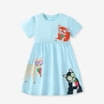 thumbnail image 2 of LYMAYTER 2-7Y Toddler Girls Summer Casual Dress Kids Cute Cartoon Animal Pattern Short Sleeve Dress, 2 of 8