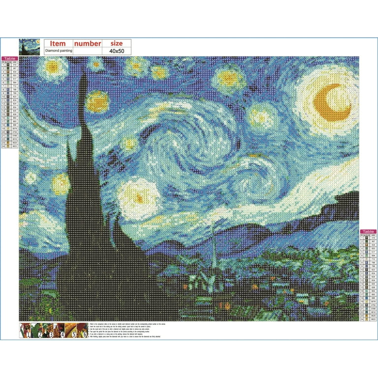 Diamond Painting Kits for Adults, Full Drill Paint by Number 5d Diamond  Art, DIY Diamond Dots Gem Art for Beginners (Vangogh, 2 Pieces)