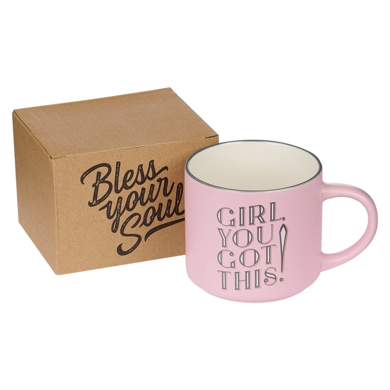 Bless Your Soul XL Pink Mug, Funny Birthday Gifts For Women, Retro Designs, 15oz Cup