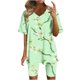 thumbnail image 1 of Blusas para las Mujeres Casual Impreso Cuello en V Manga Corta Blusa Pantalones Cortos, Conjuntos de Ropa para las Mujeres, 1 of 5