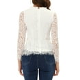thumbnail image 4 of INSPIRE CHIC Women's Lace Top Long Sleeve Ruffled Neck Peplum Hem Floral Dressy Blouse L Beige, 4 of 8