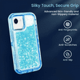 thumbnail image 6 of Entronix Heavy Duty Case Compatible with iPhone 16E, Liquid Glitter Back Cover, Blue, 6 of 8