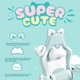 thumbnail image 3 of Dowinx Gaming Chair Cute with Cat Ears and Massage Lumbar Support, Ergonomic Computer Chair for Girl with Footrest and Headrest, Comfortable Reclining Game Chair 290lbs for Adult, Teen, Blue Green, 3 of 8