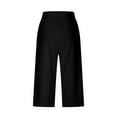 thumbnail image 6 of SELONE Black Plus Size Capris for Women Pull on Mid Waist Workout Pants with Pockets Elastic Waist Casual Workout Pants for Work out Drawstring Solid Yoga Tapered Lightweight S Breathable Gym Clothes, 6 of 8