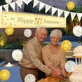 thumbnail image 3 of 50th Wedding Anniversary Decorations Golden 50th Anniversary Yard Banner Happy 50th Anniversary Balloons Decorations 50th Anniversary Bunting Triangle Flags Number 50 Foil Balloon, 3 of 7