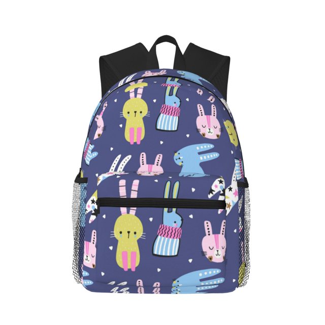 Disketp Cartoon Rabbit Mochila Ligera Clásica con Múltiples Bolsillos, Mochila Casual para Hombre y Mujer, Ideal para Escuela, Trabajo y Viajes
