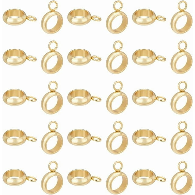 Aproximadamente 80 piezas de aros tubulares chapados en oro de 18 quilates de 10 mm de largo de acero inoxidable con cierre de lazo, aros de conexión huecos redondos.