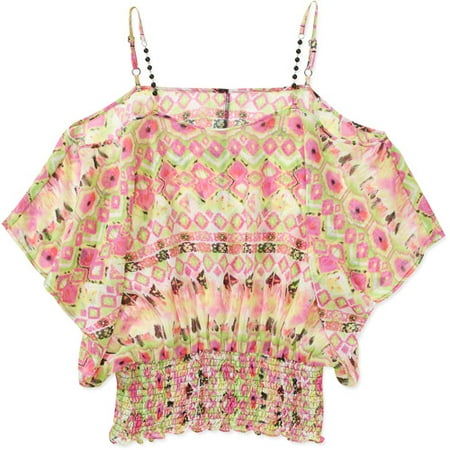 Susie Rose Juniors Plus Woven Cold Shoulder Top w/ Banded Bottom