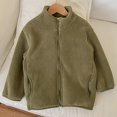 thumbnail image 4 of Meresysid Toddler Kids Infant Long Sleeve Hoodless Casual Outwear Children's Fashion Solid Color Zipper Pocket High Neck Warmd Hooded Casual Jacket/jacket Olive&nbsp;Green, 4 of 5