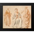 thumbnail image 2 of Watteau, Jean-Antoine 24x20 Black Modern Framed Museum Art Print Titled - Studies of Three Women, 2 of 5