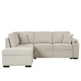 thumbnail image 2 of 87" W Sectional Sleeper Couch with Storage, 2 in 1 Pull-Out Sofa Bed with Storage Ottoman, L-Shape Linen Corner Sofa & Couches with Chaise for Living Room Small Apartment, 2 of 9