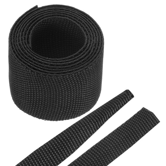 Uxcell 1 Count Braided Cable Sleeves, PET Heat Shrinkable Cord Protector Black 1inch x 3ft