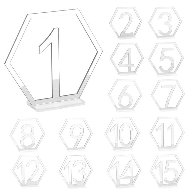 creativearrowy hollow table number hexagon shape with holder base wedding supplies 1 15 roman numerals mirror acrylic mark numbers walmart com