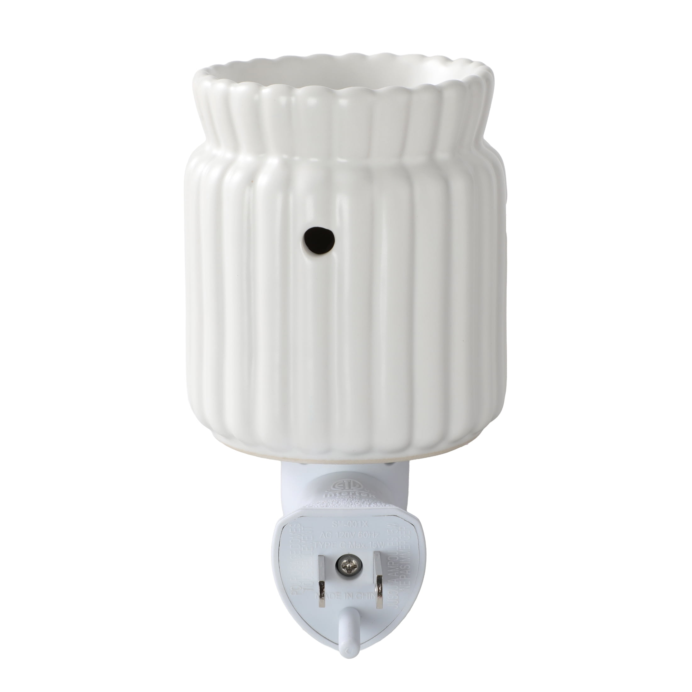 Mainstays Ribbed Ceramic Wax Melt Plug-in Warmer, Artic White