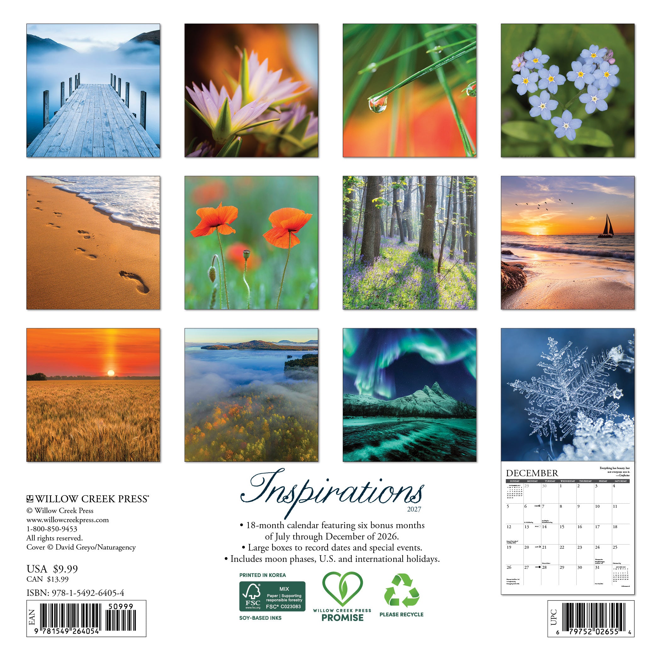 Willow Creek Press, Inspirations 2027 Mini Wall Calendar