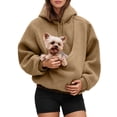 thumbnail image 2 of CIENVNSTG Pet Pouch Hoodies Oversized Sweatshirt Soft Warm​Pet Hoodie Carrier for Cats & Small Dogs Light Brown XL, 2 of 7