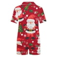 thumbnail image 5 of Feancey Women Christmas Pajamas Short Sets Santa Claus Print Button Down Lounge Sets Soft Casual Sleepwear 2 Piece Sets Xmas Loungewear Multicolor M, 5 of 7