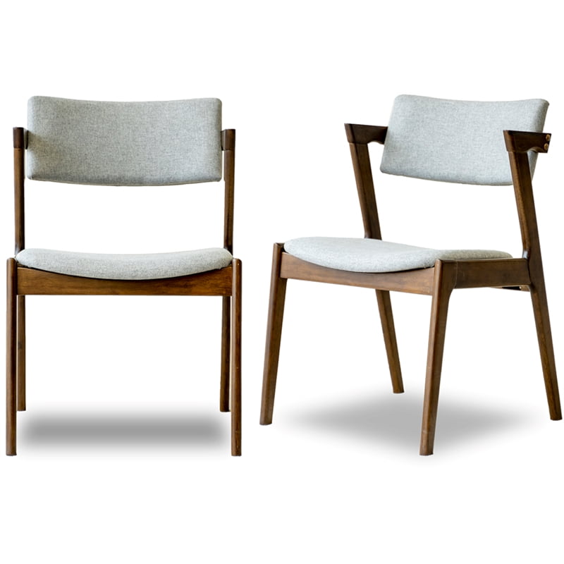 Vego MidCentury Modern Fabric Dining Chair in Grey (Set of 2