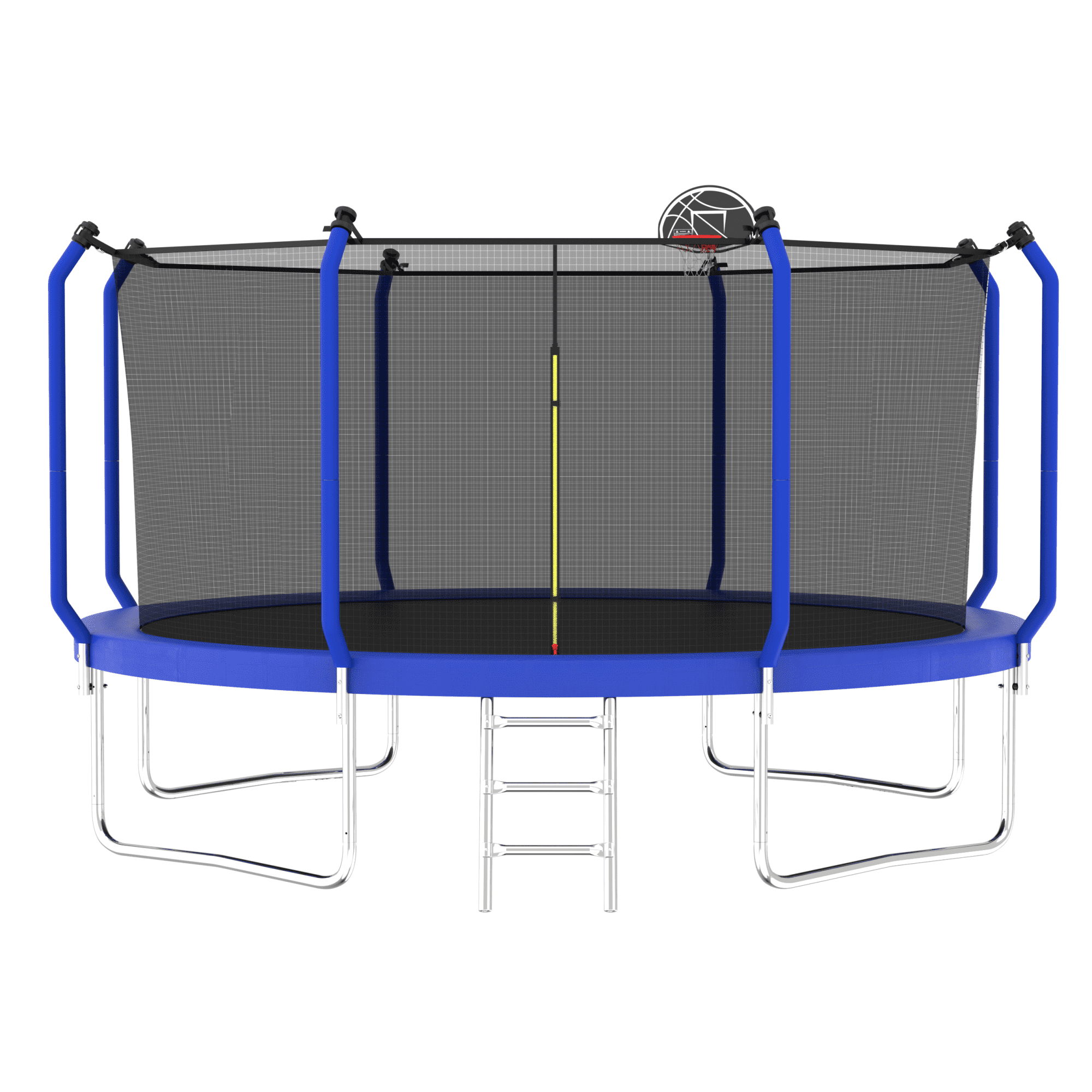 Leumius 14ft Trampoline for Kids and Adults,Heavy Duty Outdoor Trampoline with Basketball Hoop,Enclosure Net and Ladder,Upgraded Kids Recreational Trampoline,Blue