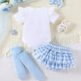 thumbnail image 2 of Newborn Baby Girl Easter Outfit Bunny Clothes Romper+Bloomers Tutu Skirt+Socks+Headband Set First Easter Outfit, 2 of 7