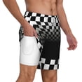 thumbnail image 2 of Kdxio 3d Black And White Checkerboard Print Men'S Swim Trunks With Compression Liner 7 Inch Inseam Quick Dry Swim Shorts, 2 of 7
