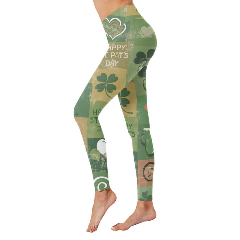 xinqinghao yoga pants women st. patricks day print high waist yoga pants  for women's leggings tights compression yoga running fitness high waist  leggings yoga pants with pockets bronze xl 