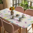 thumbnail image 3 of Bunny Easter Table Cloths for 3 Foot Rectangle Tables, Spring Rabbits Vintage Rustic Patio Waterproof Elastic Fitted Tablecloths, Washable Rectangular Table Cover for Camping, 3 of 8