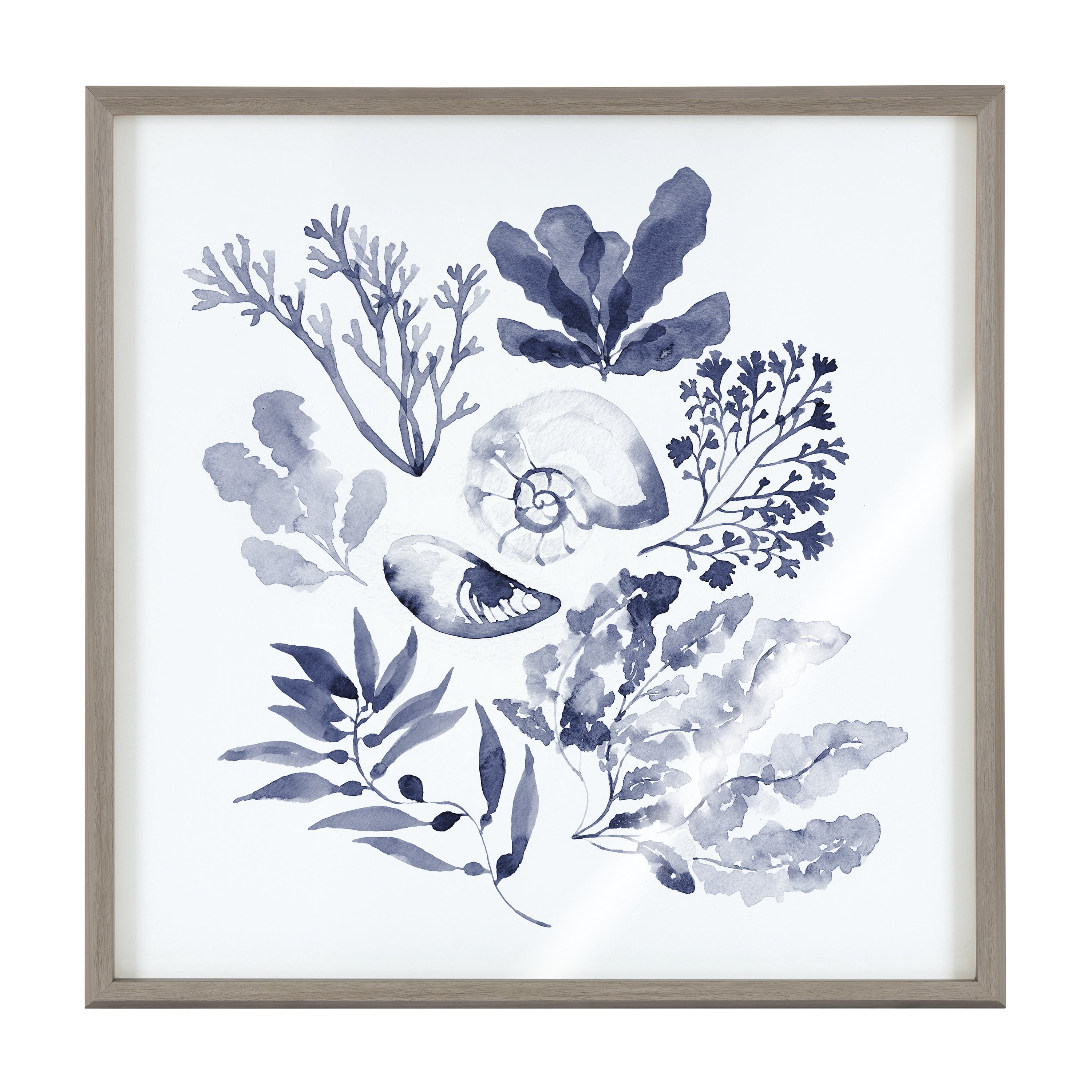 Blake Indigo Shells 24 in x 24 in Framed Painting Art Prints, by Kate and Laurel