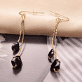thumbnail image 4 of Yoursfs Long Chains Fishhook Earrings Gold Plated Black Cubic Zirconia Waterdrop Earrings for Women Gift, 4 of 5