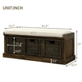 thumbnail image 6 of Topcobe Rustic Storage Bench, Classic Entryway Storage Bench with Removable Cushion and 3 Removable Fabric Basket, White, 6 of 8