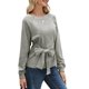 thumbnail image 1 of Sudadera con Nudo en la Cintura para Mujer, Larga Raglán, Estilo Túnica, Cuello Redondo, Elegante Blusa Deportiva de Otoño Gris M, 1 of 7
