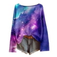 thumbnail image 4 of DHFJKG Sweaters For Women Long Sleeve Shirts Galaxy Printed Lightweight Knit Pullover Ribbed Casual Loose Fit Crewneck Soft Blouse Spring Stylish Tops, 4 of 4