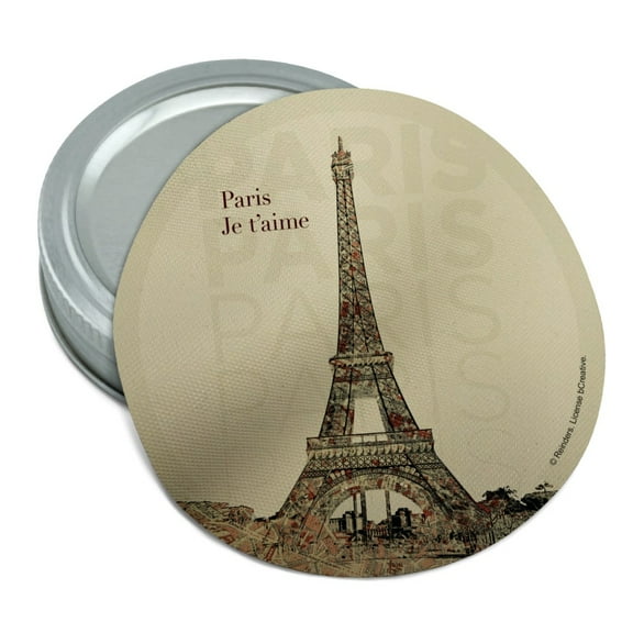 Paris, Je t'aime I Love You Eiffel Tower City Map Round Rubber Non-Slip Jar Gripper Lid Opener