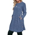 thumbnail image 3 of UVN Fall Dresses for Women Long Sleeve Casual Winter Dress with Pockets Buttons Side Tunic Dress, 3 of 9