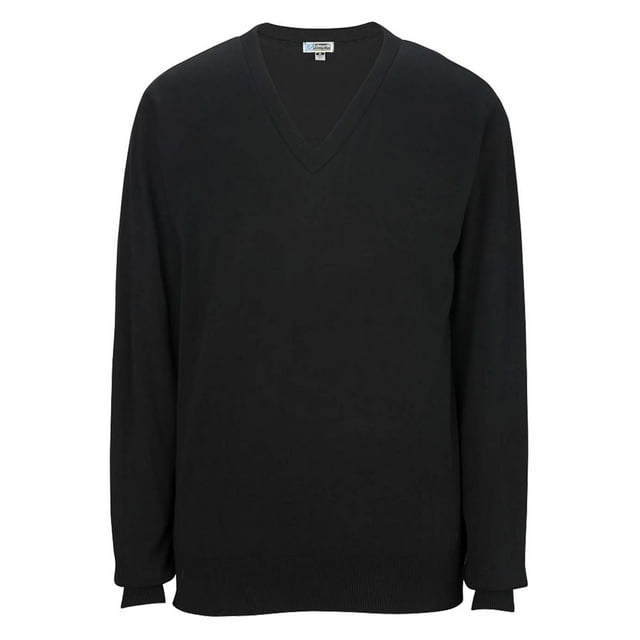 Ed Vêtements Chandail à Col en V pour Homme à Calibre Fin, Noir, XXX-Grand