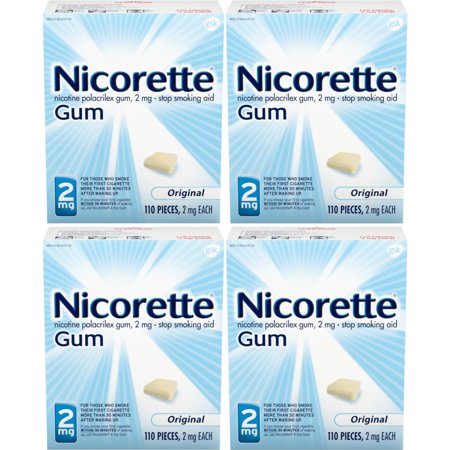 4 Pack - Nicorette Nicotine Gum Original 2 milligram 110 count Each