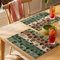 thumbnail image 4 of Dark Sage Green Brown Placemats Set of 6 Farmhouse Dog Paw Vintage Place Mats Indoor Wipeable Table Mats Washable Cloth Dining Table Placemats for Kitchen Holiday Party Home Decor 13x19 Inch, 4 of 9