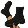 thumbnail image 5 of QQAMB Sock Booties for Women Stretch Knit Ankle Boots Breathable Comfy Low Heel Bootie Fall Winter Pull On Boot, 5 of 8