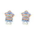thumbnail image 1 of Sonducket Conjunto de pantalón y camisa con estampado de rayas para niños, conjunto de pantalones cortos para niños y niñas, para viajar, Naranja 100cm 2piezas, 1 of 6