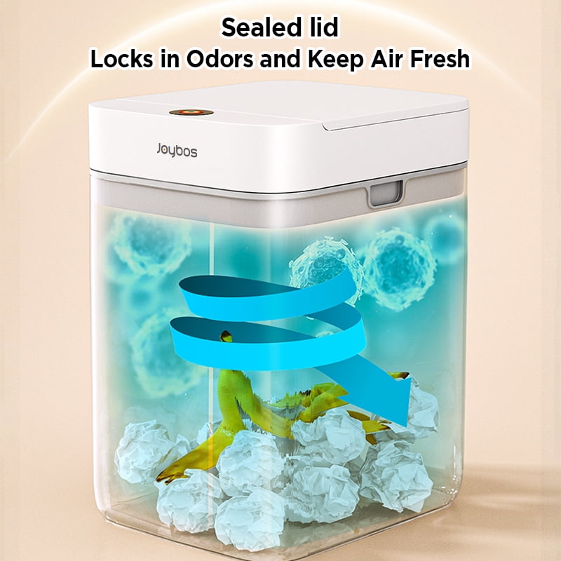 Joybos Automatic Sensor Garbage Cans, Bathroom 8.5L  Trash Can with Lid, Small Waste Baskets, White