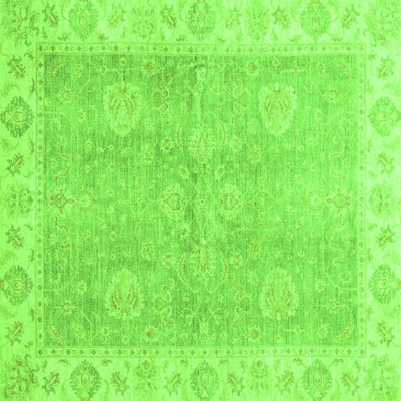 Ahgly Company Indoor Square Oriental Green Traditional Area Rugs, 7' Square