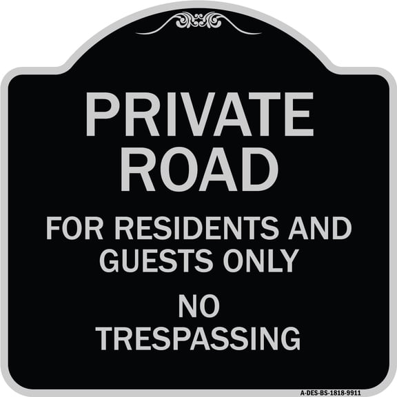 SignMission Designer Series Sign - Private Road No Trespassing Or Soliciting With No Outlet Symbol | Black & Silver 18" X 18" Heavy-Gauge Aluminum Architectural Sign | Made in the USA