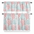 thumbnail image 2 of Kitchen Window Curtains Valance and Tier Set, Gradient Ocean Sea Coral Rod Pocket Tier Curtain Valance Set, Grey Red Aqua Sealife Light Filtering Cafe Curtains for Bedroom Living Room, 2 of 9